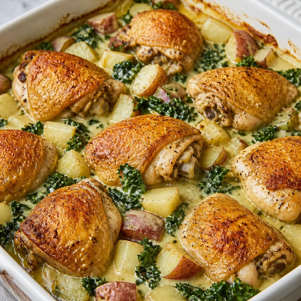 Chicken au Gratin Potatoes with a Lightened-Up Cream Sauce — serving inspiration