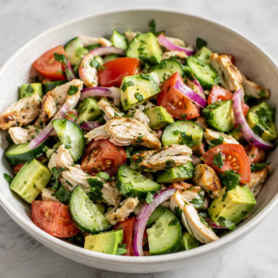 Chicken Cucumber Avocado Salad (NO COOK) — serving inspiration