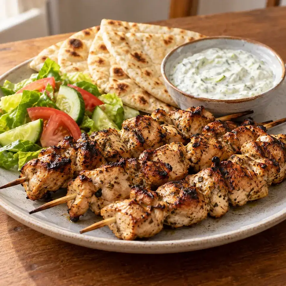 Chicken Souvlaki with Tzatziki — serving inspiration