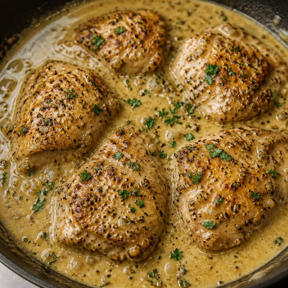Chicken Thighs with Creamy Mustard Sauce — serving inspiration