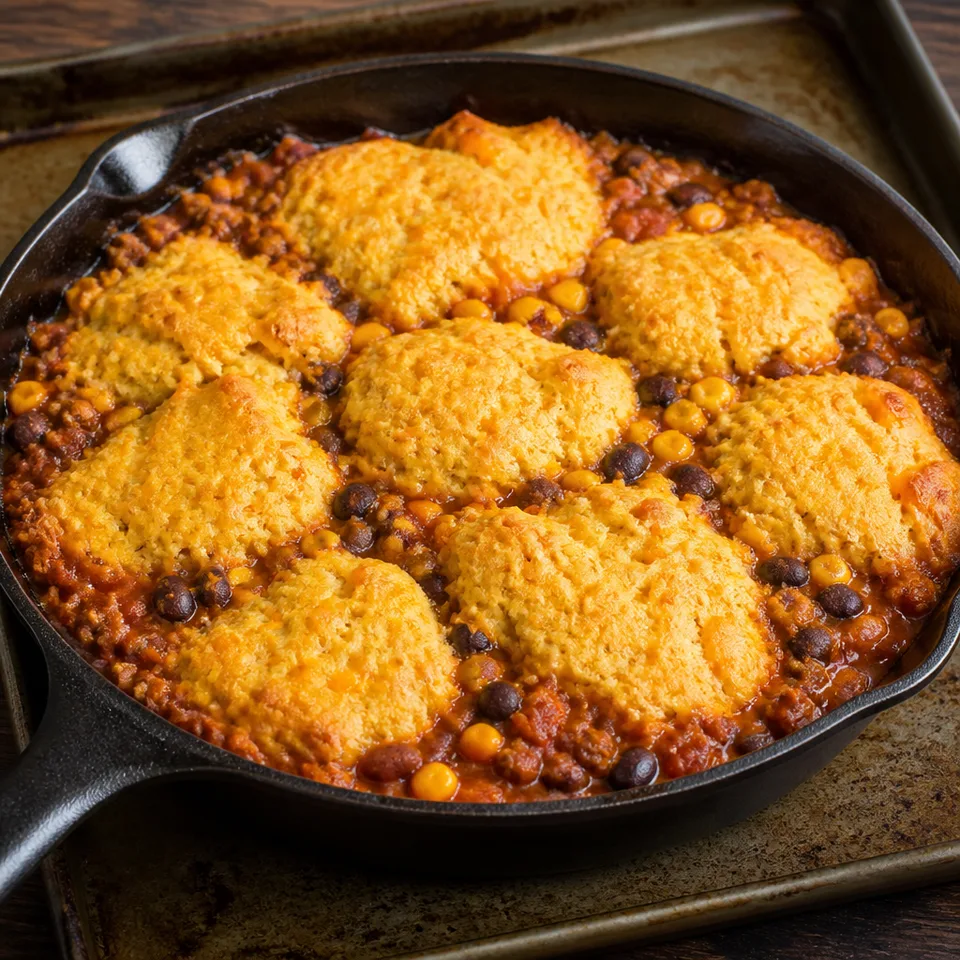 Chili and Cornbread Skillet — serving inspiration