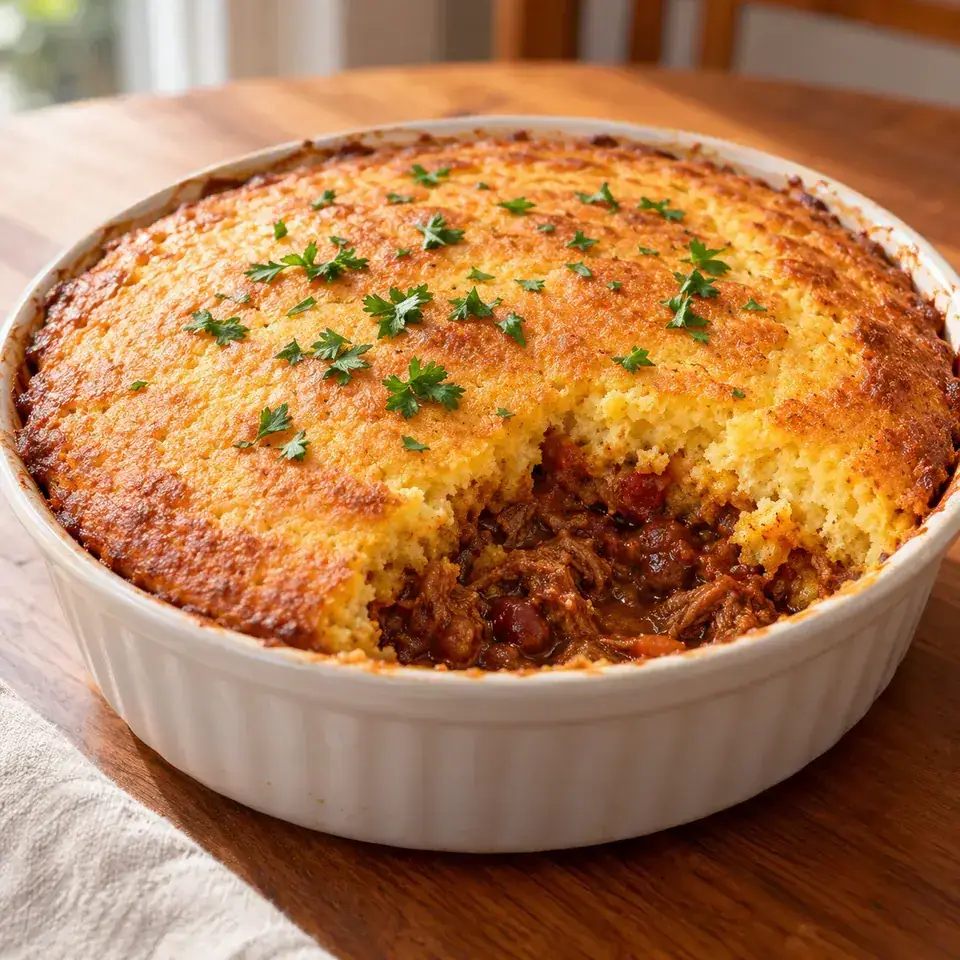 Chili Con Carne Corn Bread Pie — serving inspiration