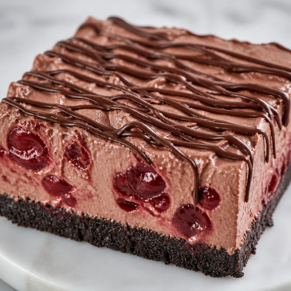 Chocolate Cherry Mousse Bars — serving inspiration