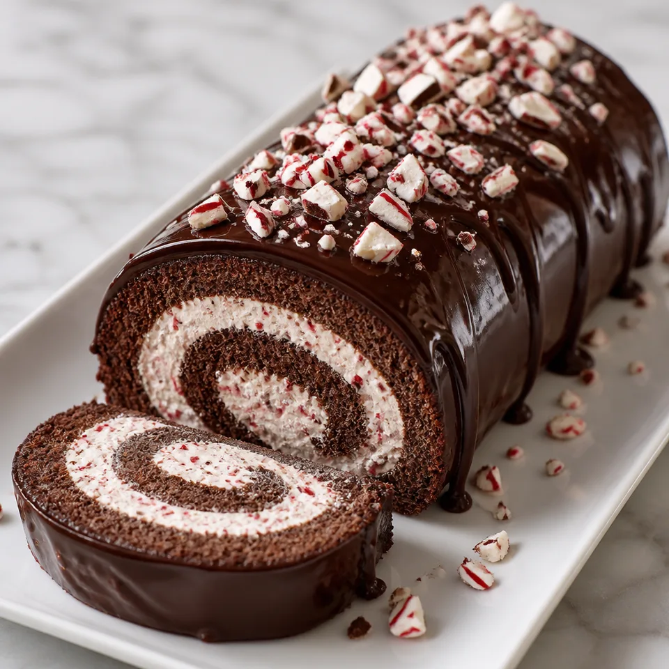 Chocolate Peppermint Roll Cake — serving inspiration