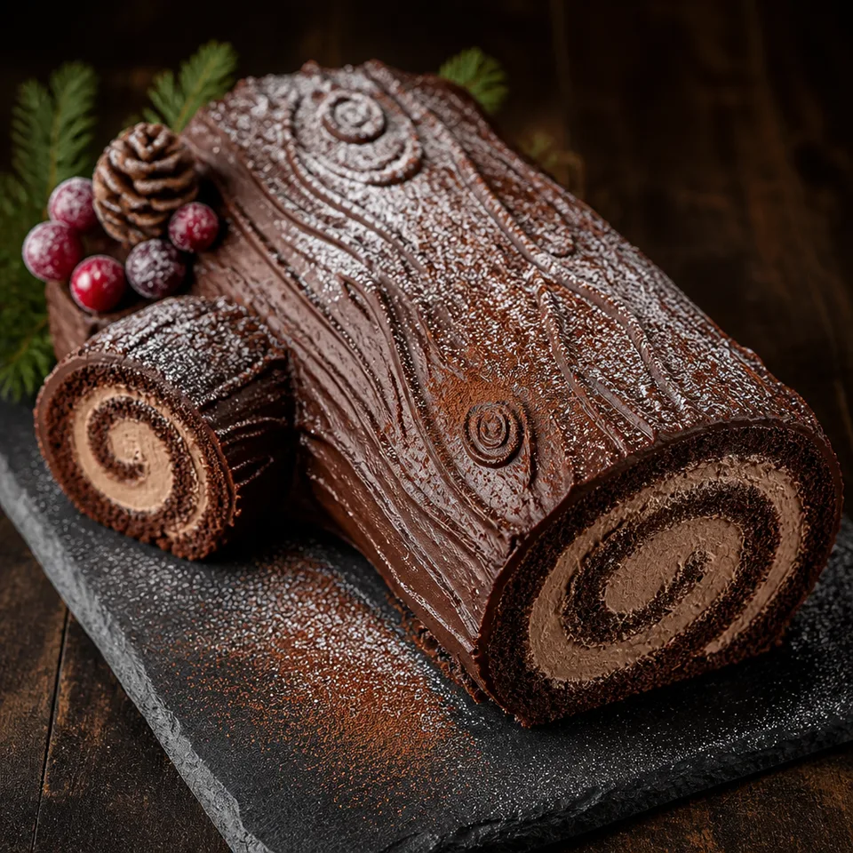 Chocolate Yule Log — serving inspiration