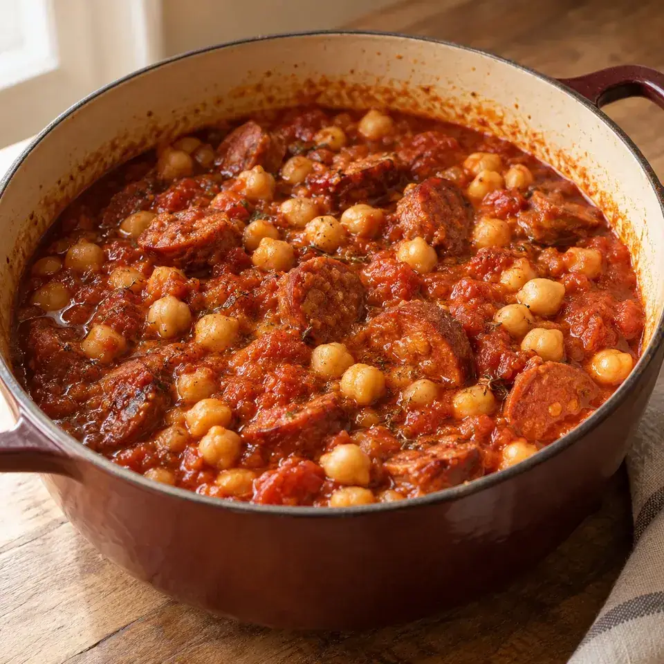 Chorizo chickpea stew (fast) — serving inspiration