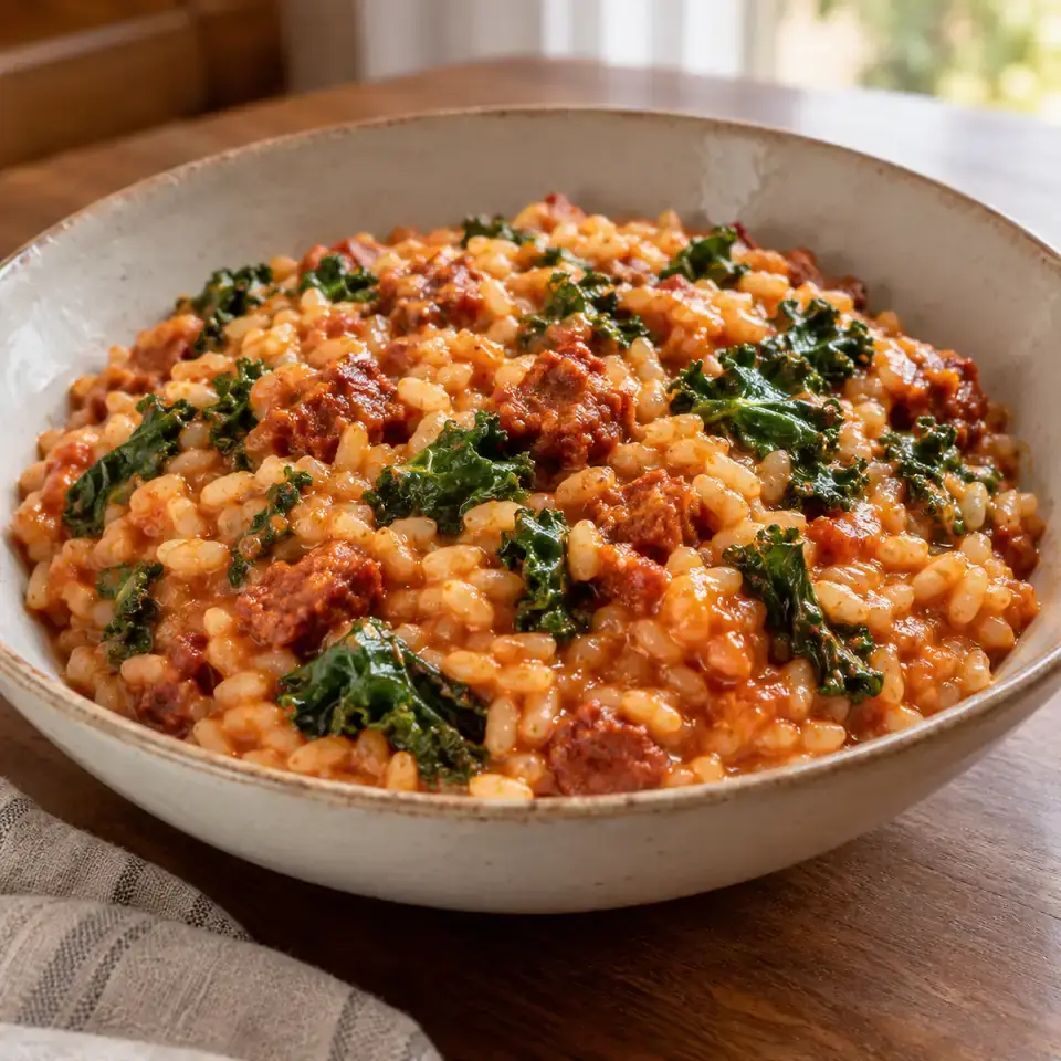 Chorizo & Kale Risotto — serving inspiration