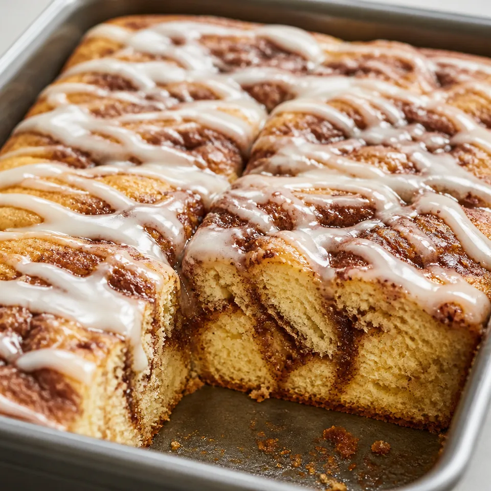 Cinnabon Cinnamon Roll Cake Recipe — serving inspiration