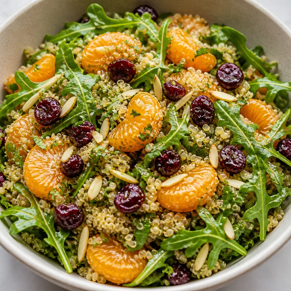 Citrus Mint Quinoa Salad with Cherries and Arugula — serving inspiration