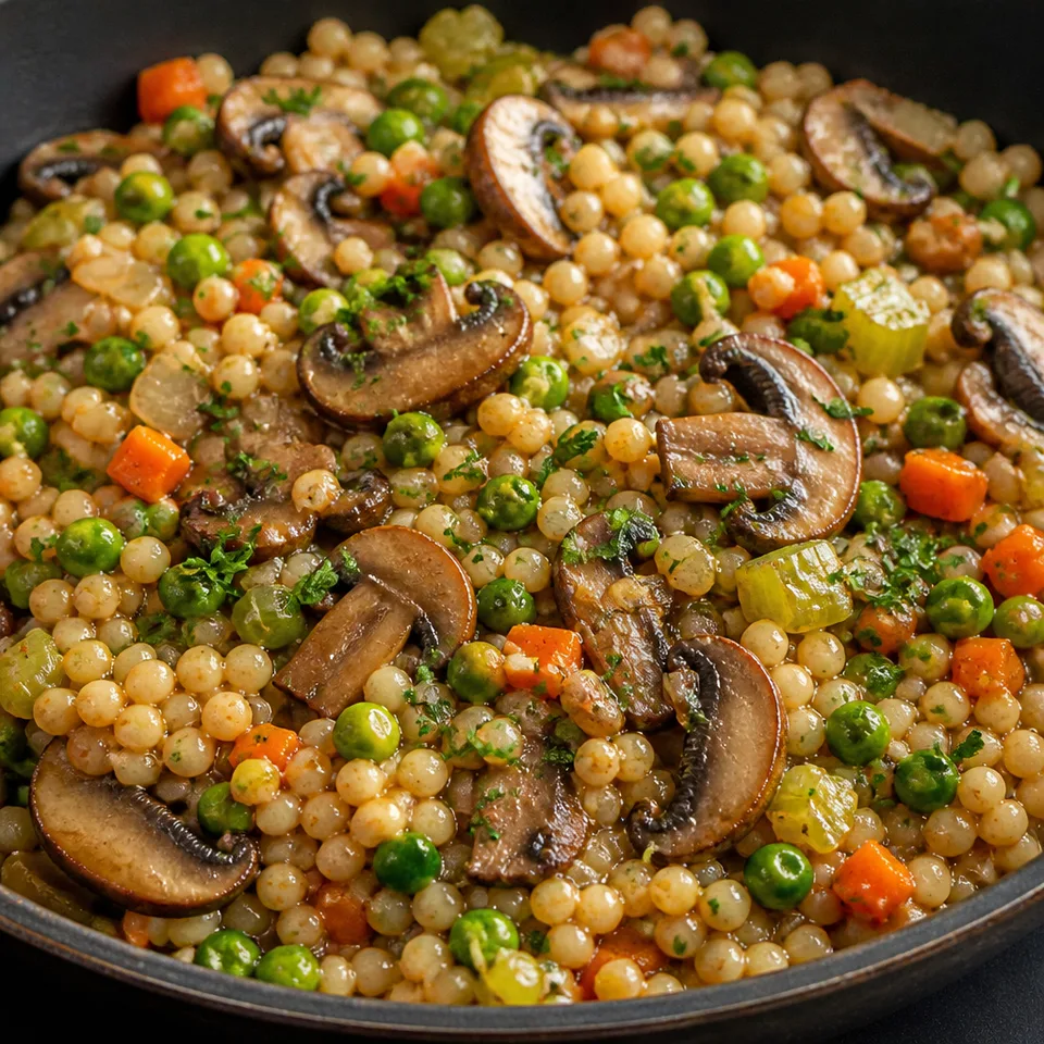 Couscous Pilaf with Sauteed Mushrooms — serving inspiration