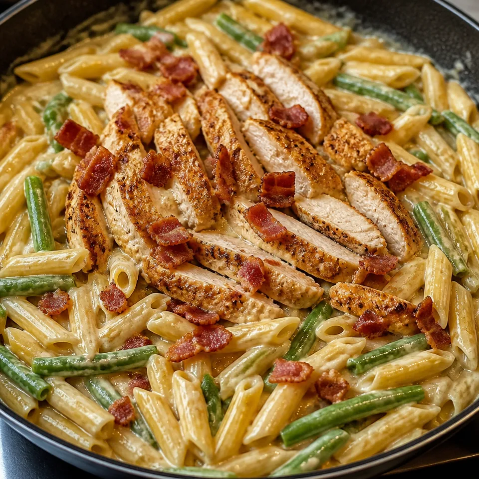 Creamy Chicken Pasta with Green Beans and Bacon — serving inspiration