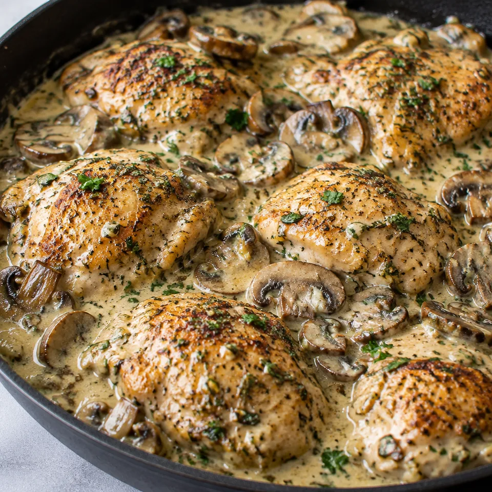 Creamy Garlic Mushroom Chicken Thighs — serving inspiration