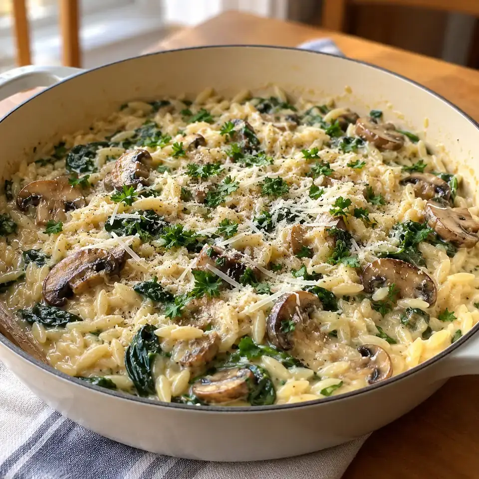 Creamy Mushroom and Spinach Orzo (Risoni) (One Pot) — serving inspiration
