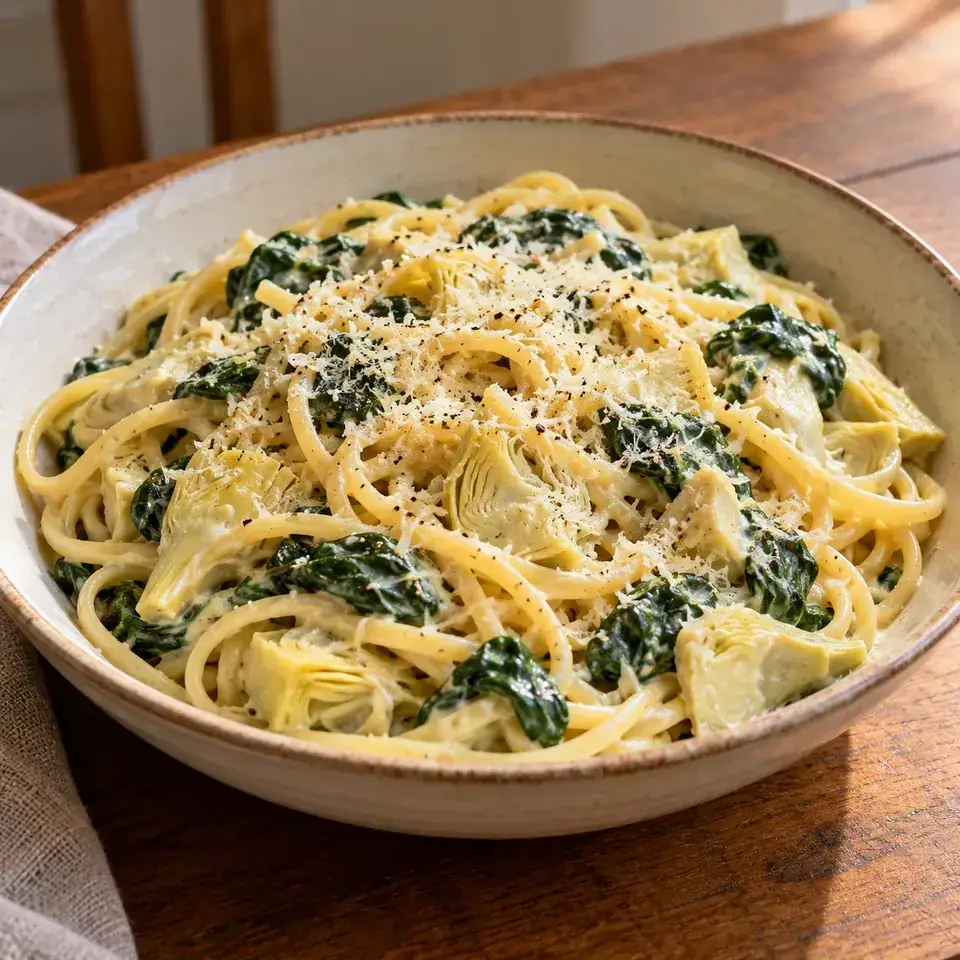 Creamy Spinach Artichoke Pasta — serving inspiration