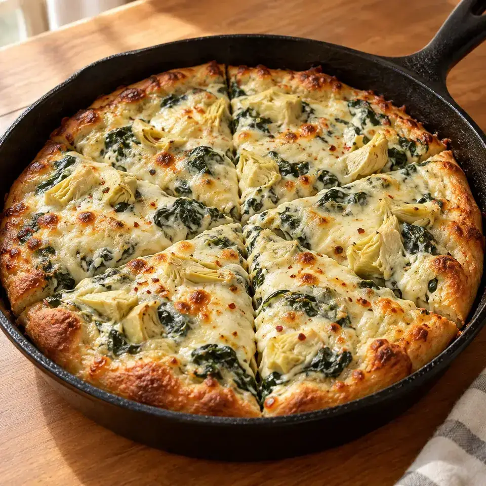 Creamy Spinach Artichoke Pizza — serving inspiration