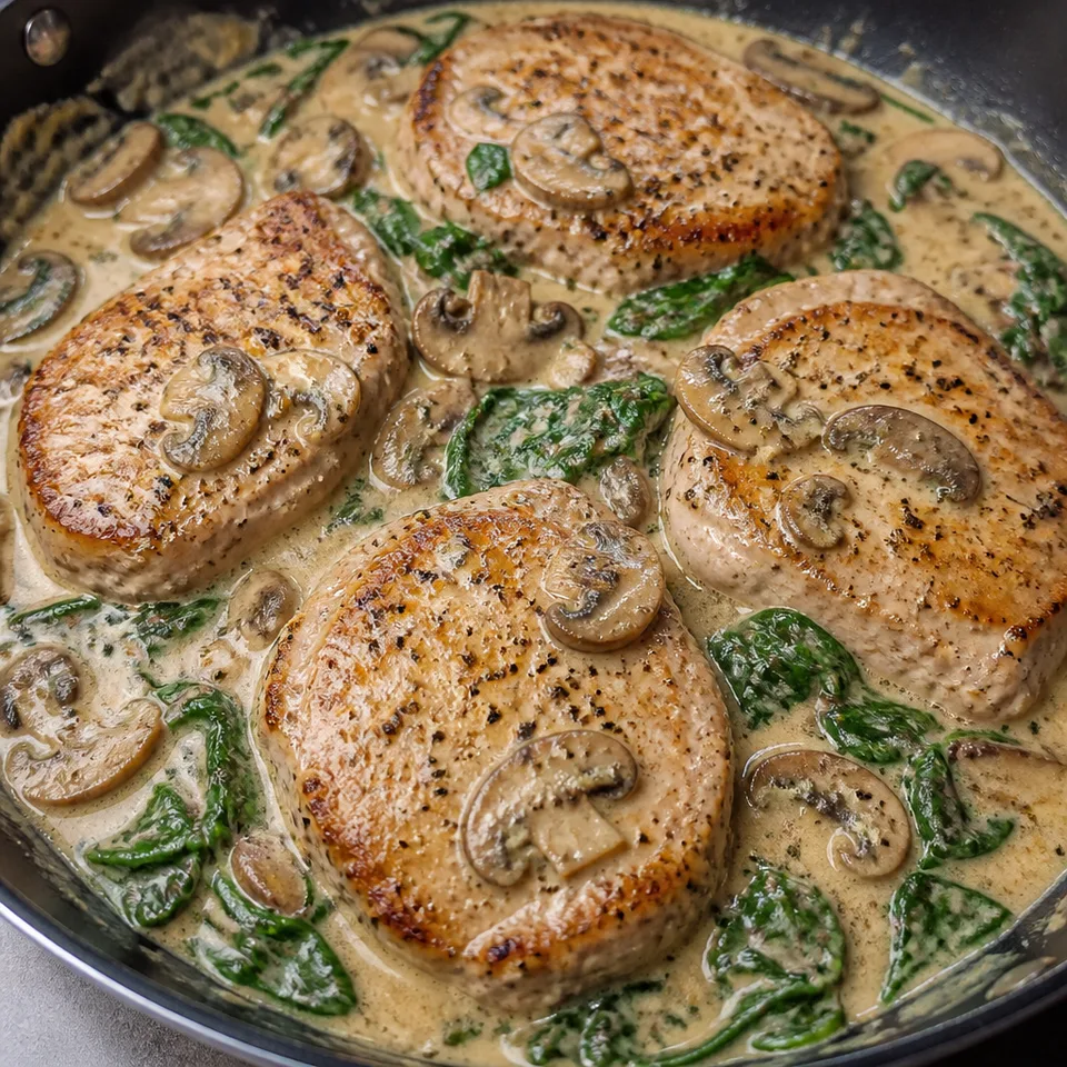 Creamy Spinach Mushroom Pork Chops — serving inspiration