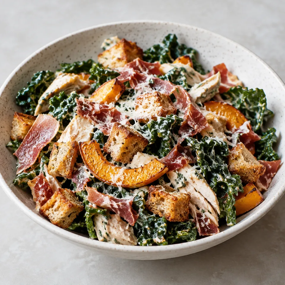 Creamy winter caesar with garlicky croutons — serving inspiration