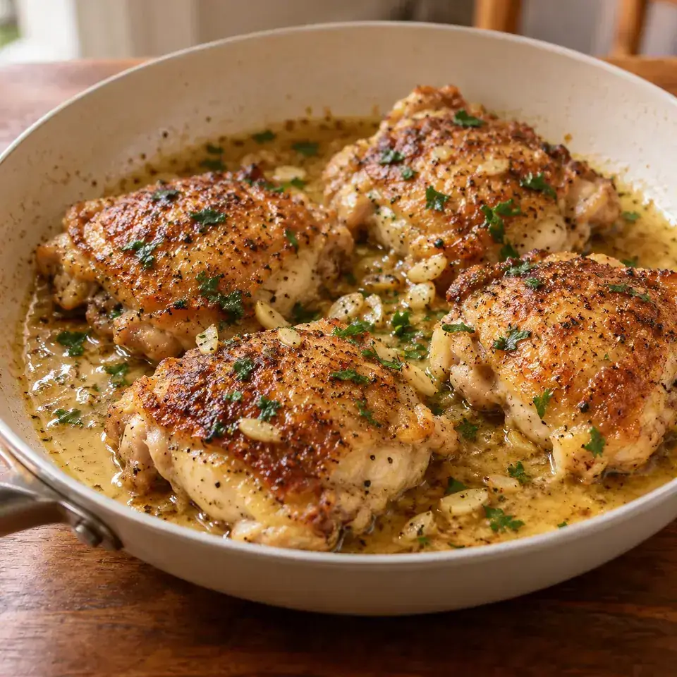 Crispy Garlic Chicken Thighs — serving inspiration