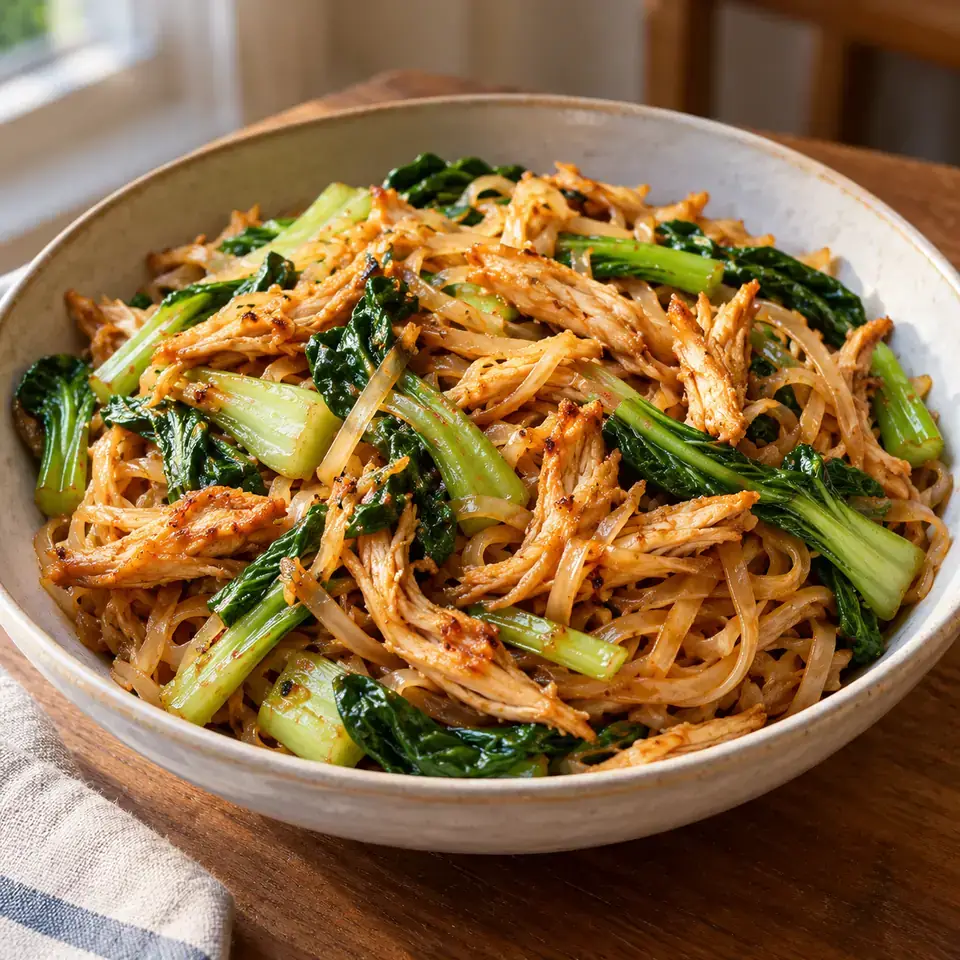 Crispy Shredded Chicken Noodle Stir Fry — serving inspiration