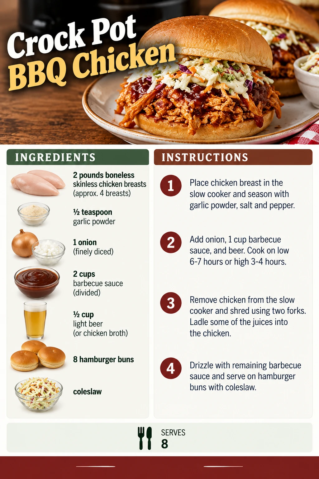 Saved Crock Pot BBQ Chicken recipe card; accessible ingredients and instructions are listed above.