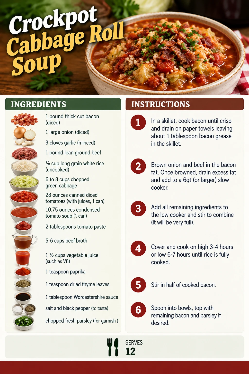 Saved Crockpot Cabbage Roll Soup recipe card; accessible ingredients and instructions are listed above.