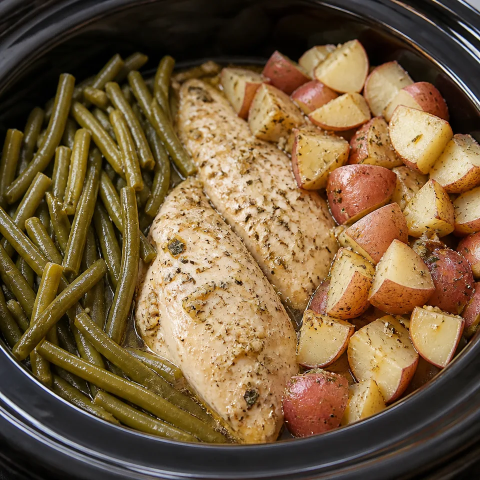 Crockpot Chicken, Potatoes and Green Beans Recipe — serving inspiration