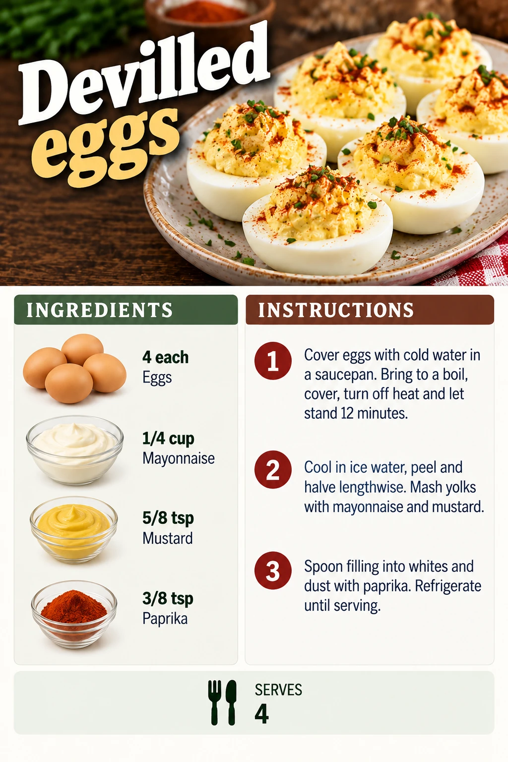 Saved Devilled eggs recipe card; accessible ingredients and instructions are listed above.