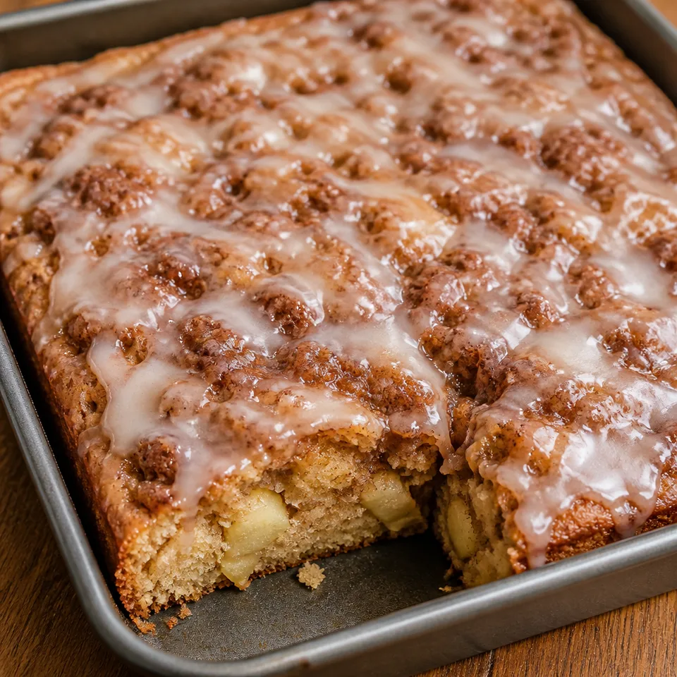 Droolworthy Apple Fritter Cake — serving inspiration