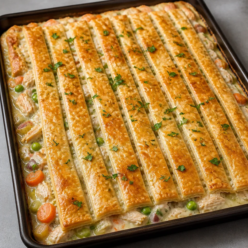 Easy Homemade Sheet Pan Chicken Pot Pie Recipe — serving inspiration