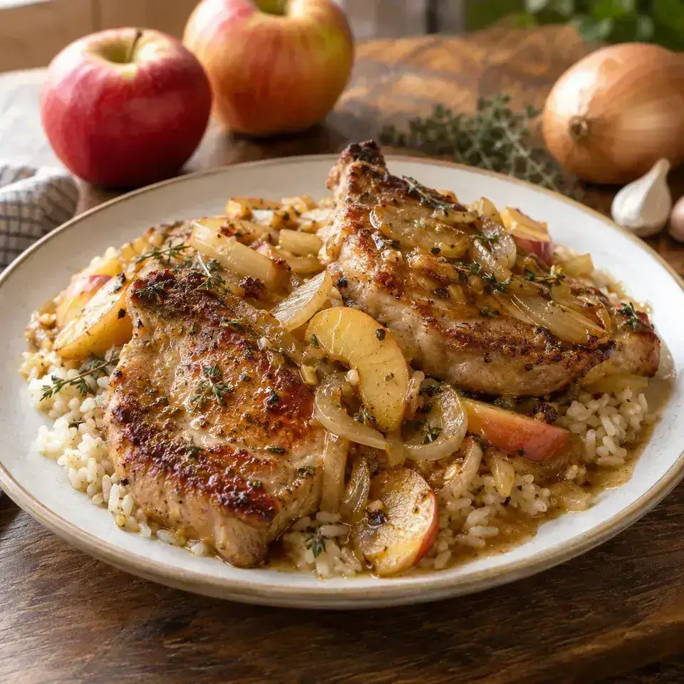 Apple onion pork chops — serving inspiration