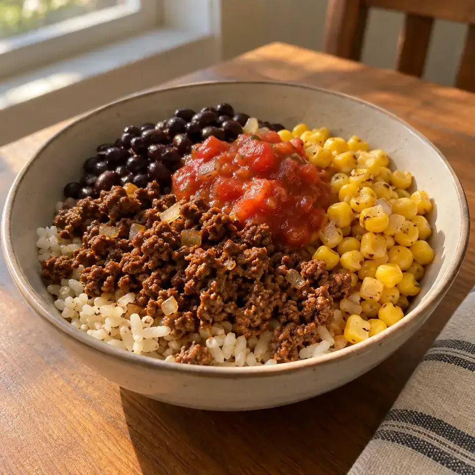 Beef burrito bowls — serving inspiration