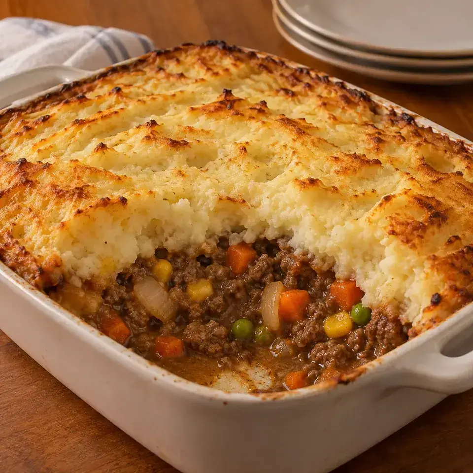 Beef shepherd-style potato pie — serving inspiration