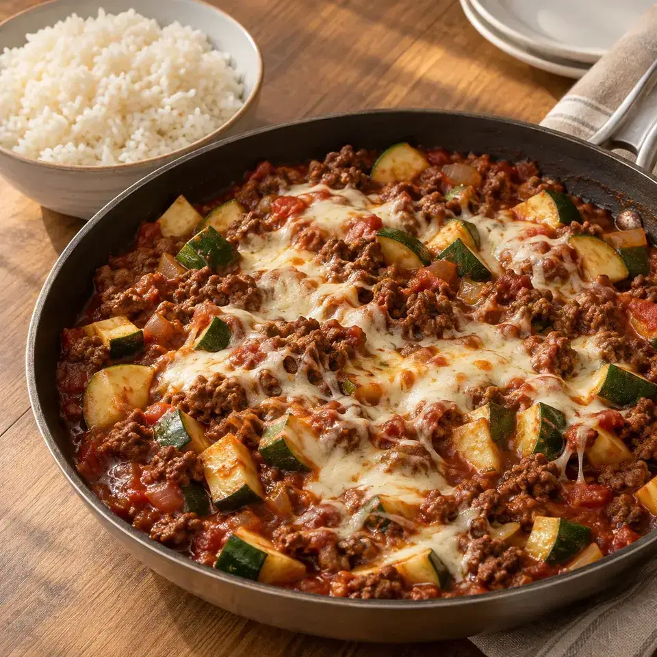 Beef tomato zucchini skillet — serving inspiration