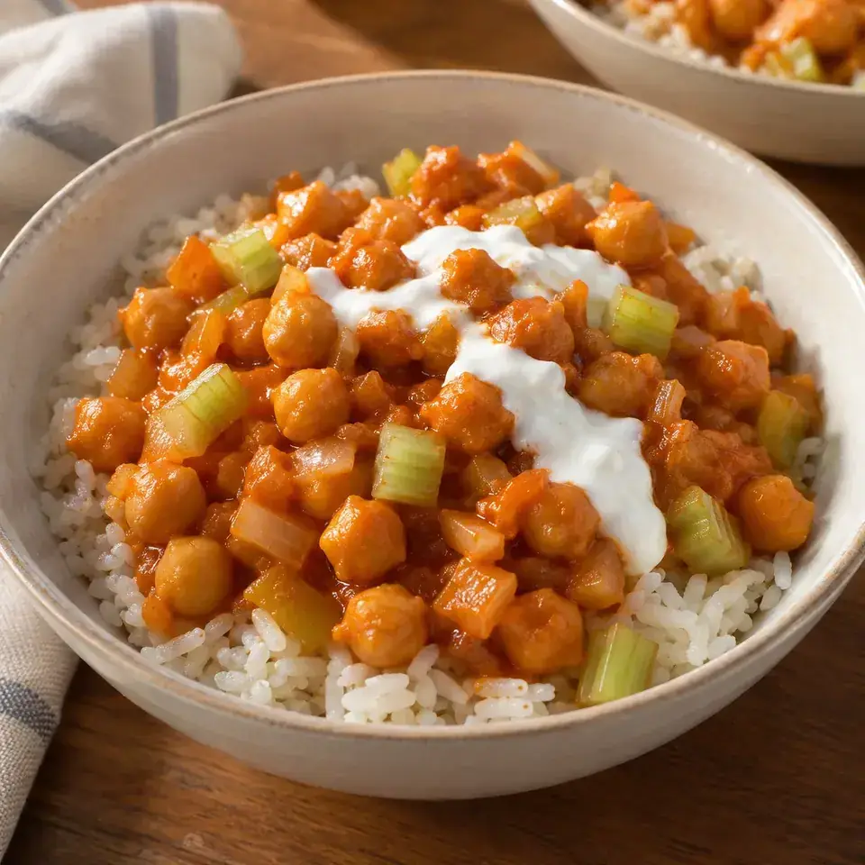 Buffalo chickpea bowls — serving inspiration
