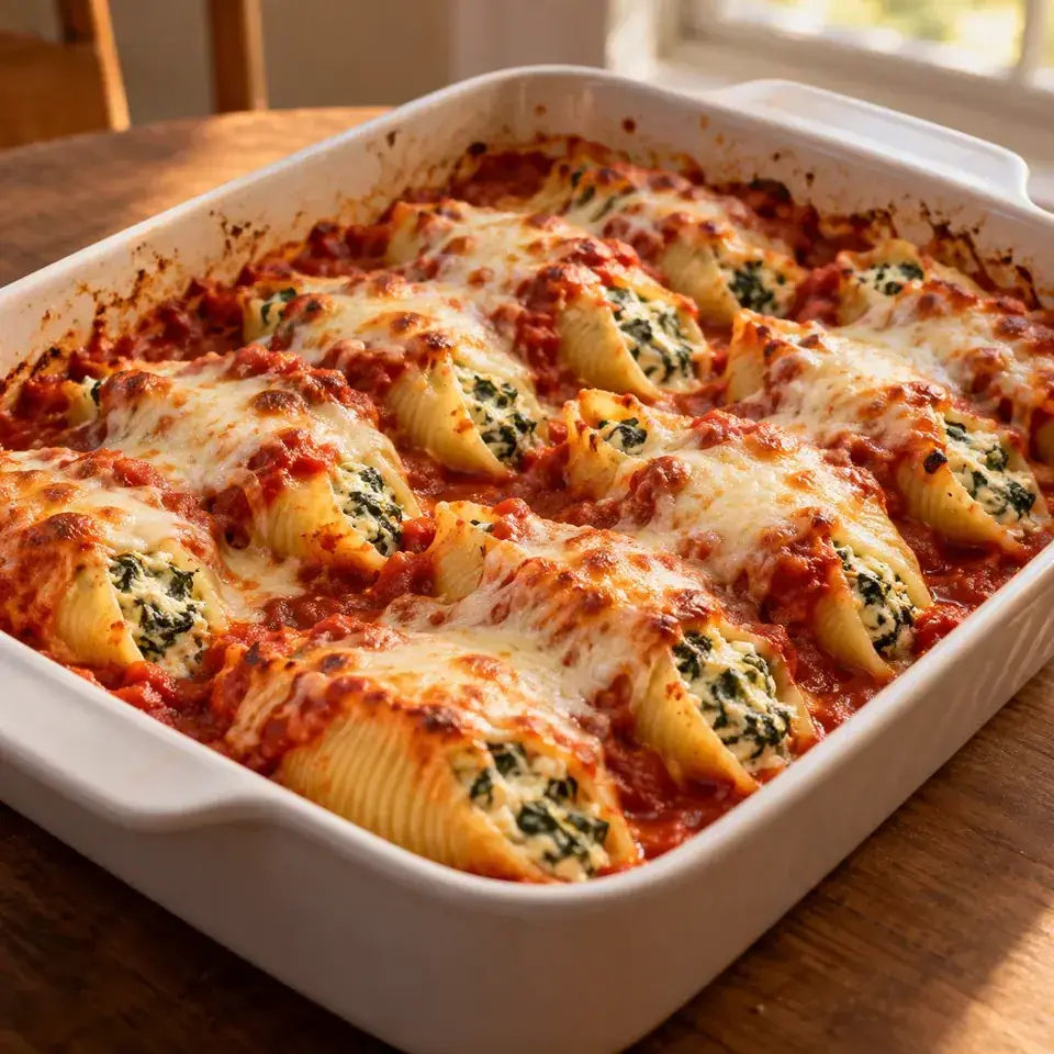 Cheese and spinach stuffed shells — serving inspiration
