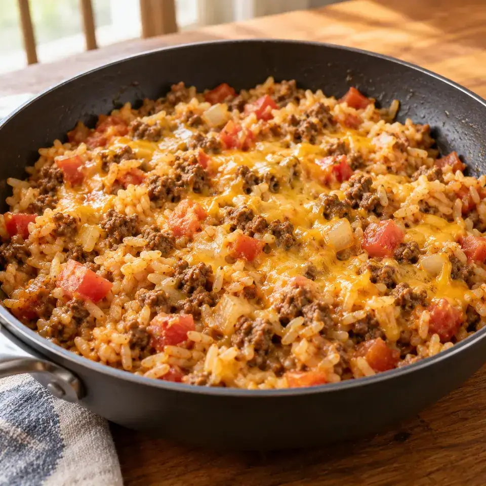 Cheeseburger rice skillet — serving inspiration