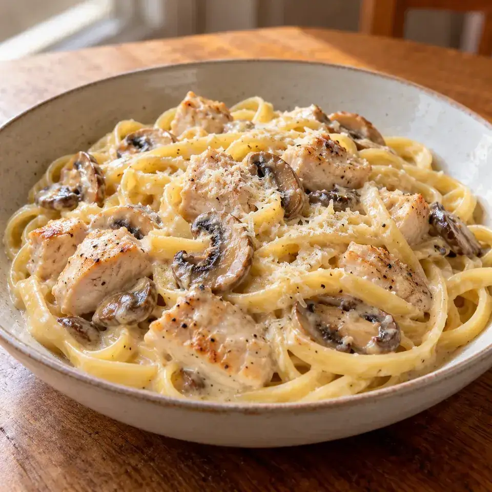Chicken mushroom fettuccine — serving inspiration