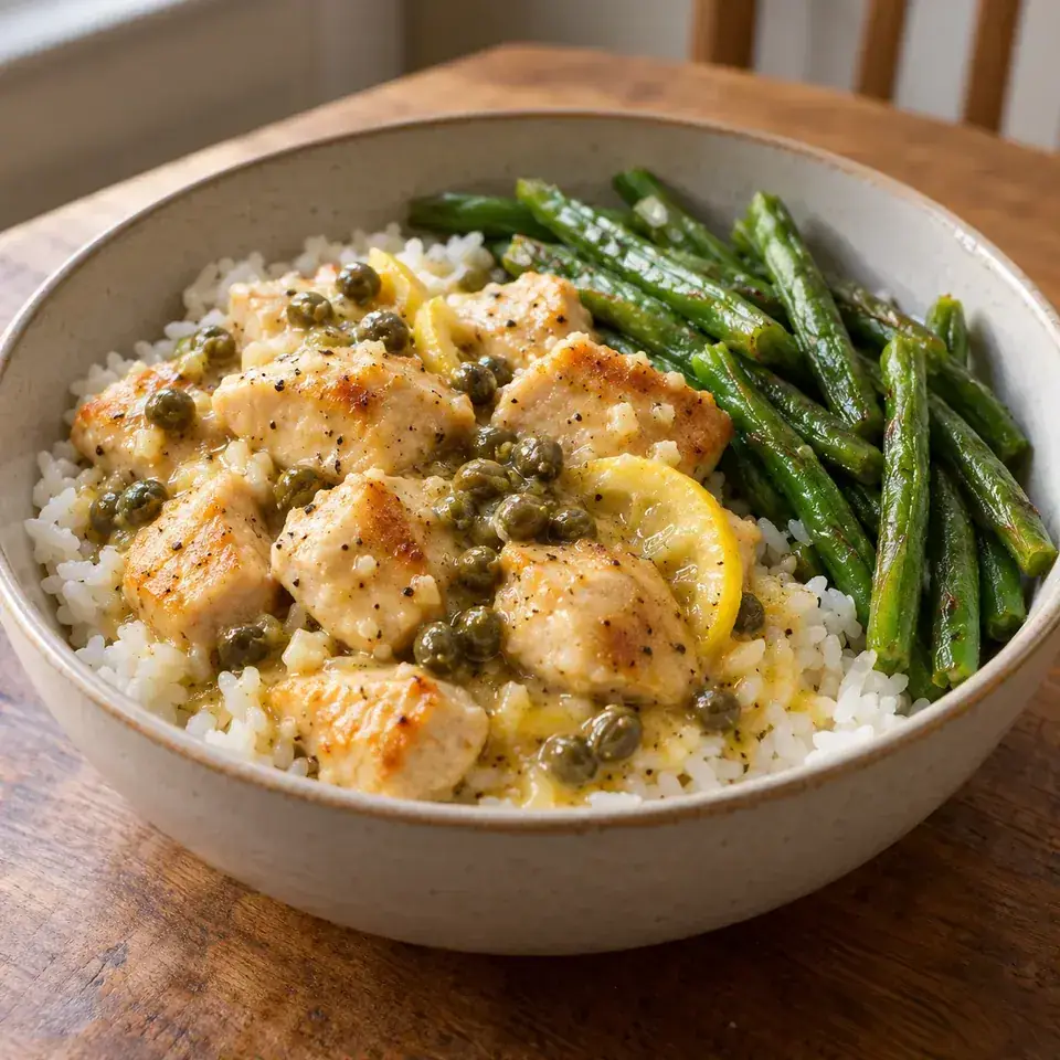 Chicken piccata bowls — serving inspiration
