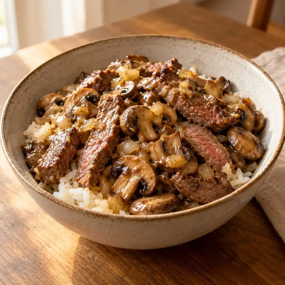 Garlic steak mushroom bowls — serving inspiration