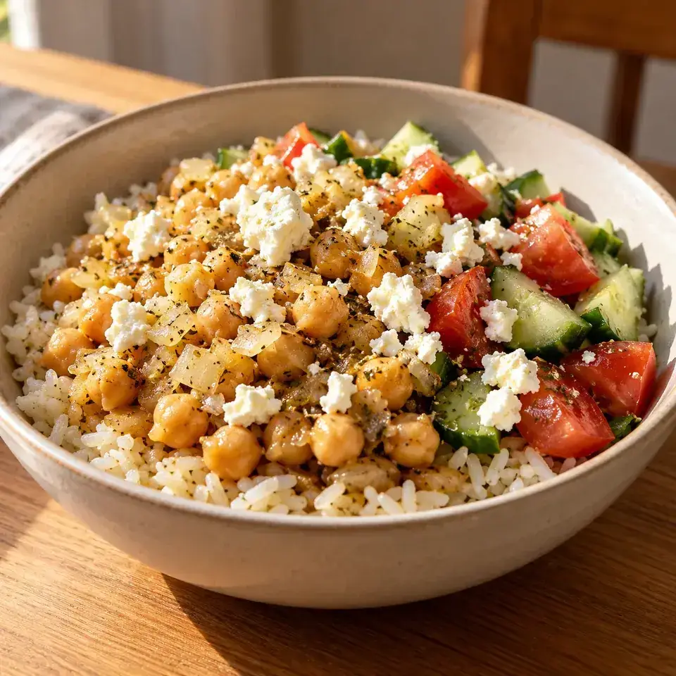 Greek chickpea bowls — serving inspiration