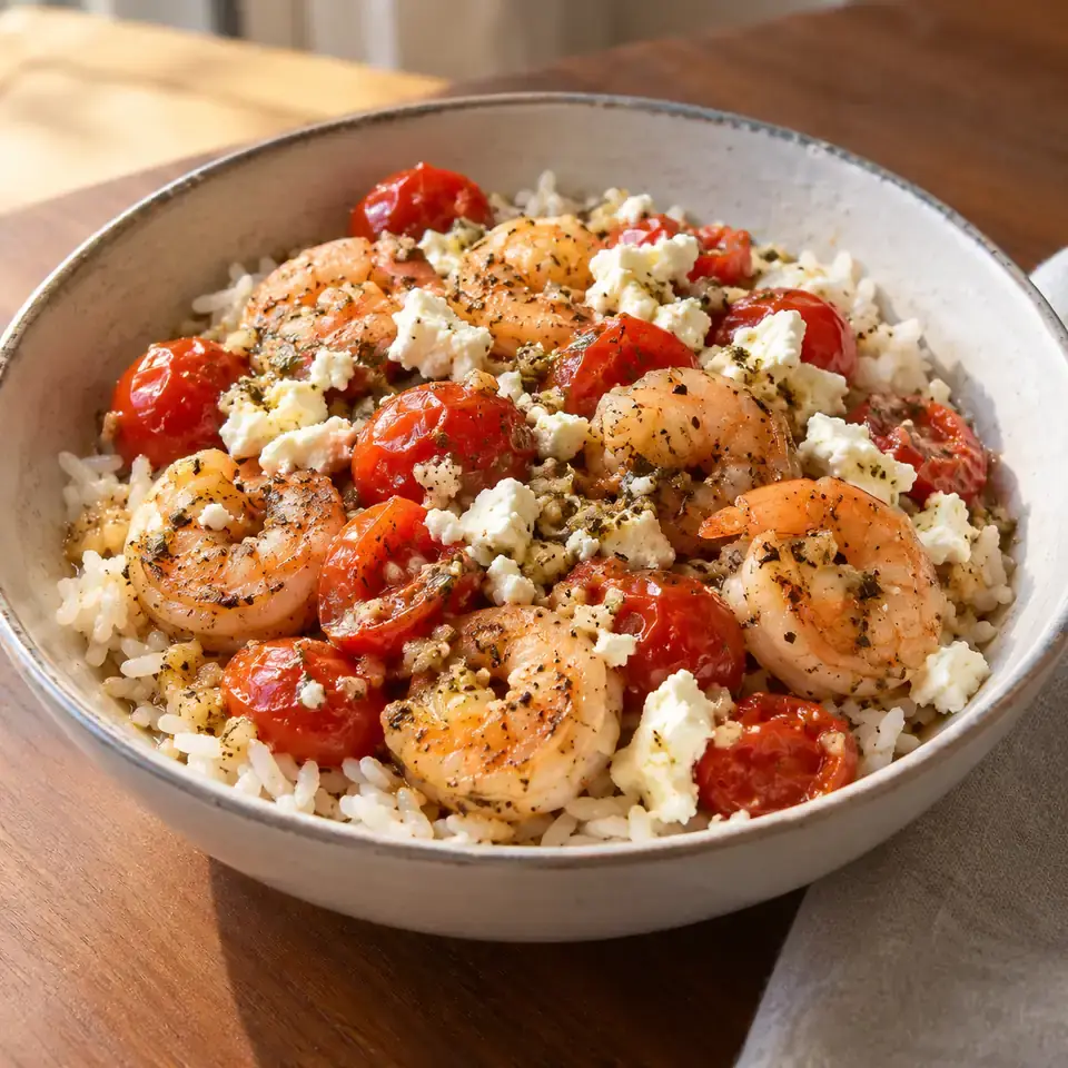 Greek shrimp feta bowls — serving inspiration
