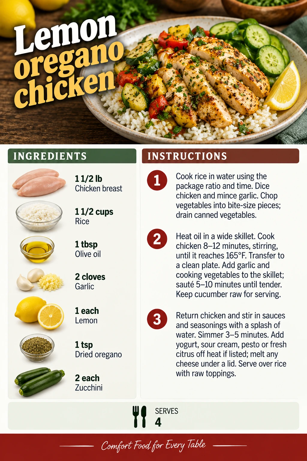 Saved Lemon oregano chicken recipe card; accessible ingredients and instructions are listed above.