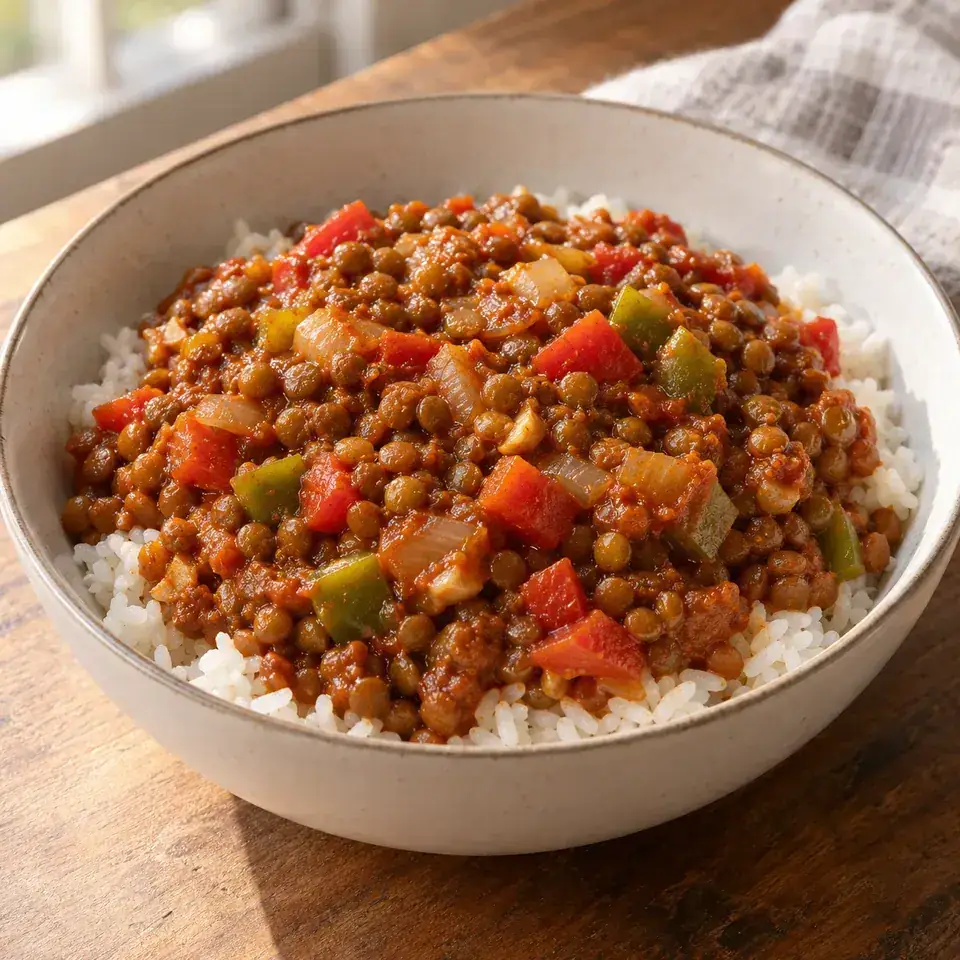 Lentil sloppy rice bowls — serving inspiration