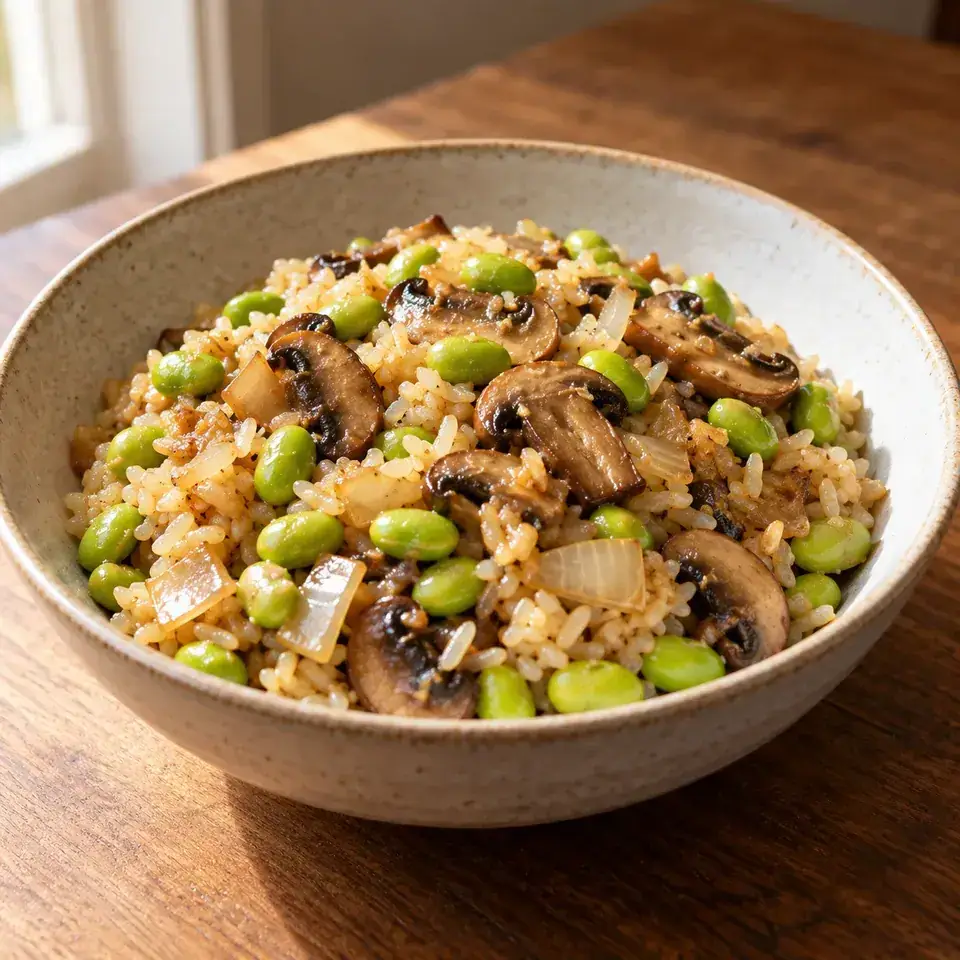 Mushroom edamame rice — serving inspiration