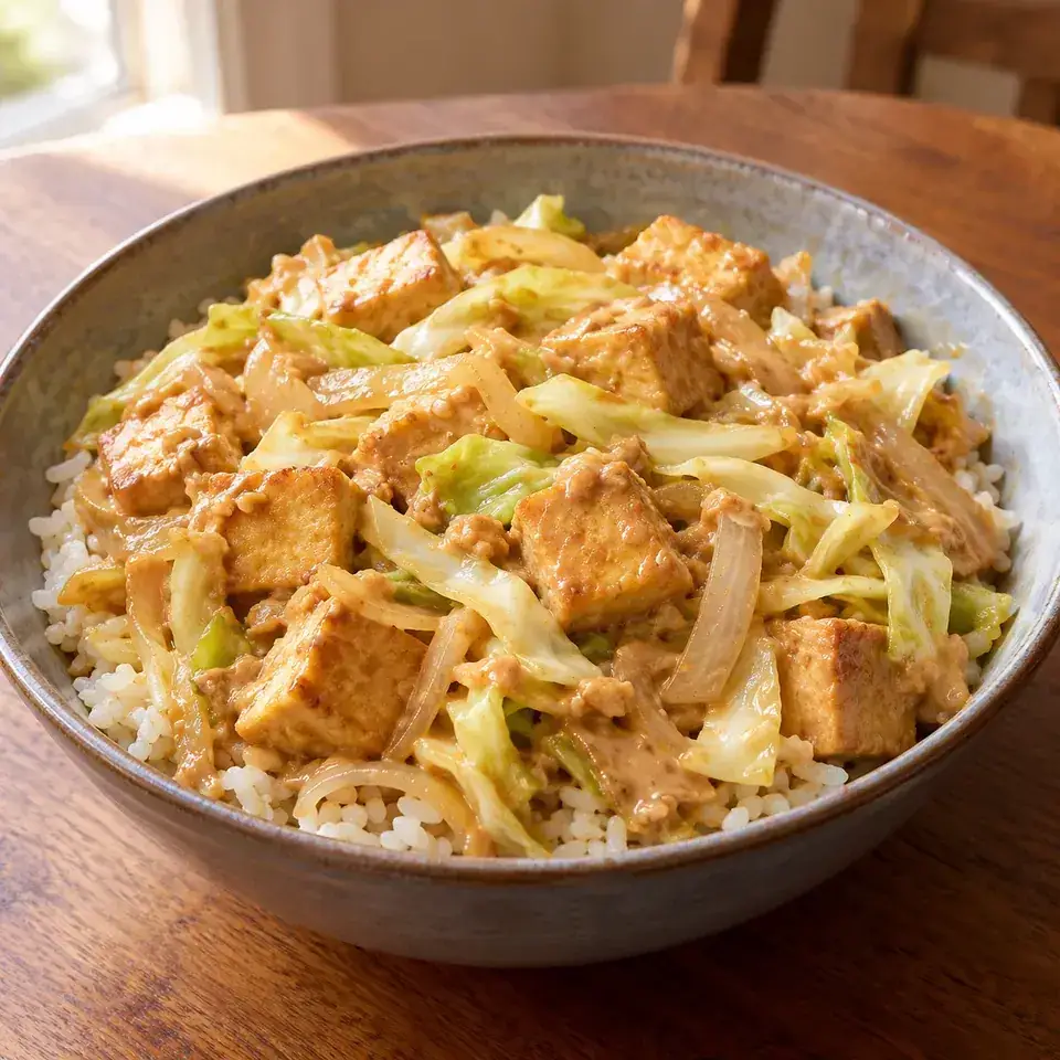 Peanut tofu rice — serving inspiration
