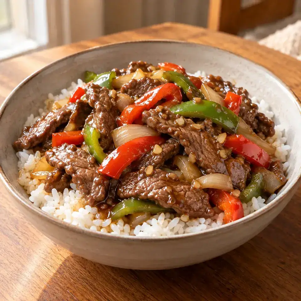 Pepper steak bowls — serving inspiration