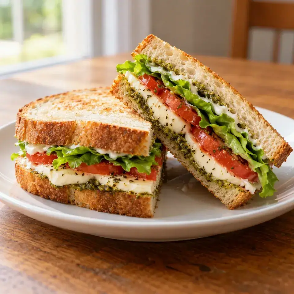Pesto caprese sandwiches — serving inspiration