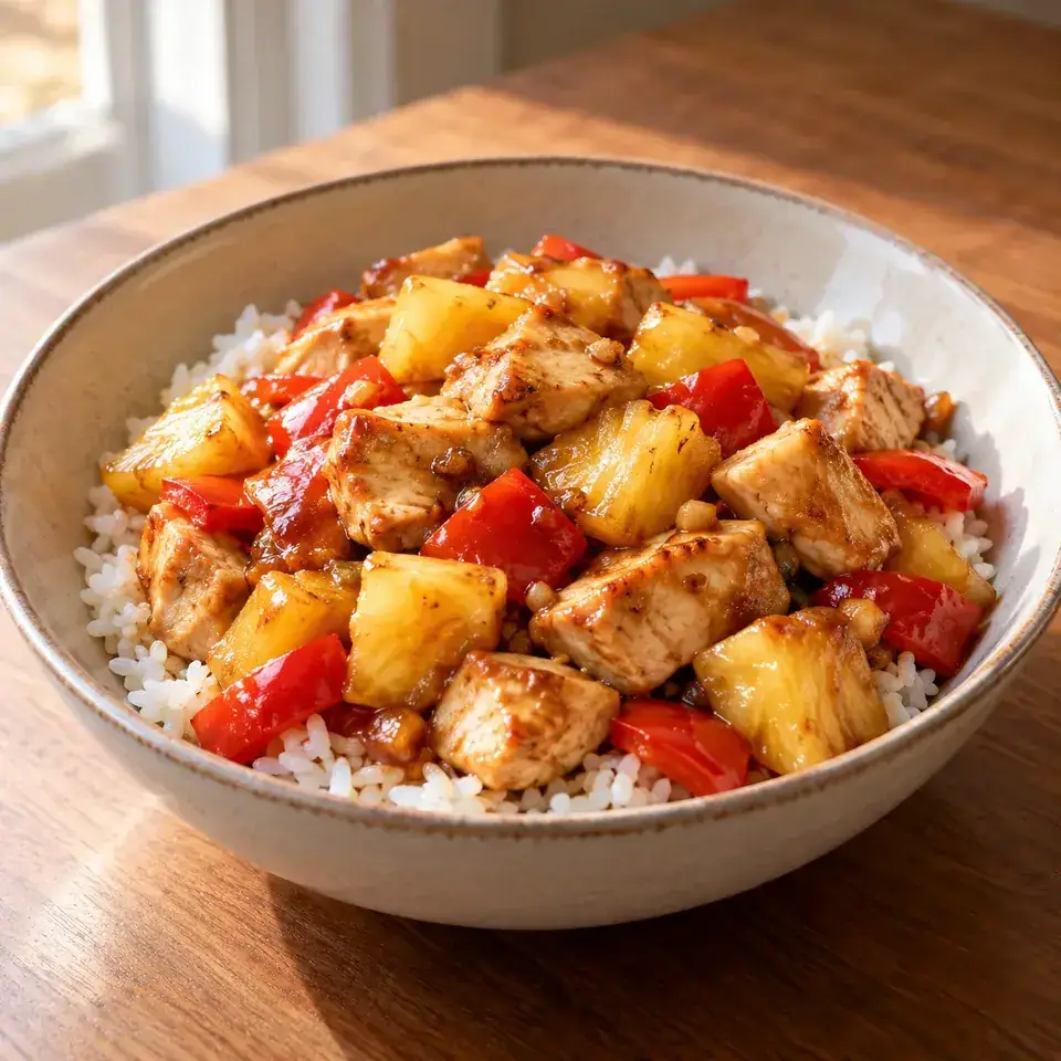 Pineapple chicken bowls — serving inspiration