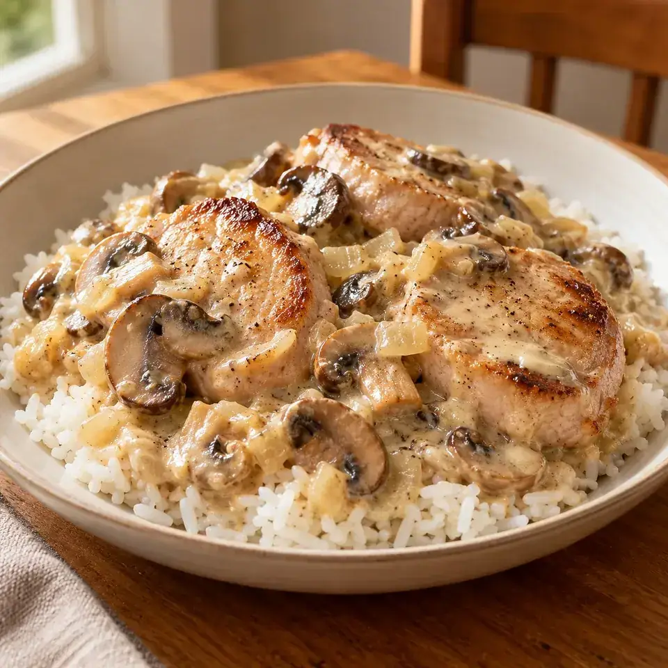 Pork mushroom cream skillet — serving inspiration
