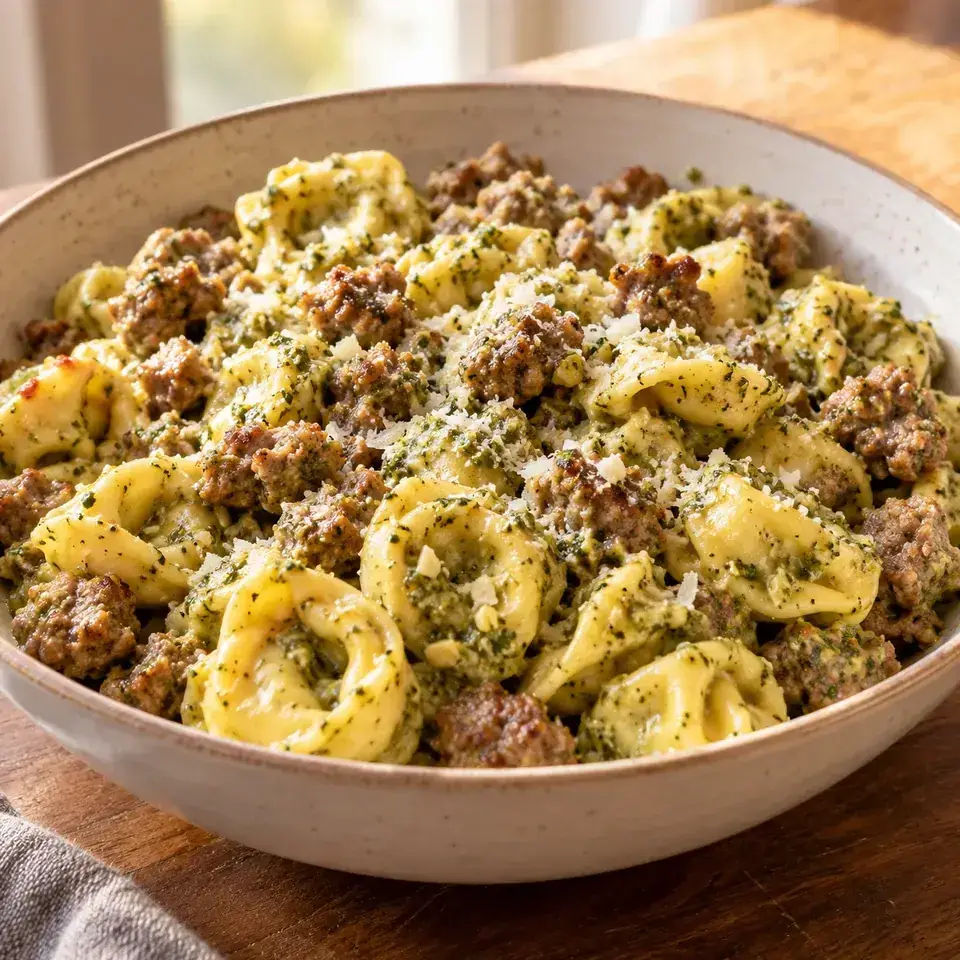 Sausage pesto tortellini — serving inspiration